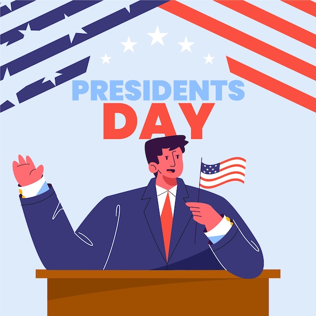 Flat presidents day illustration