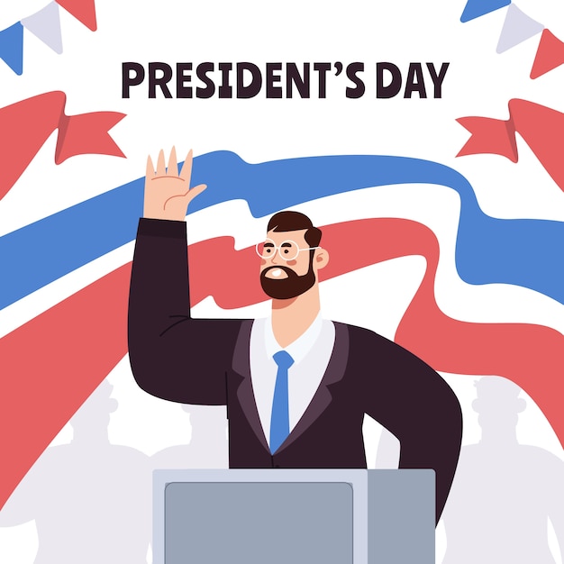 Flat presidents day illustration