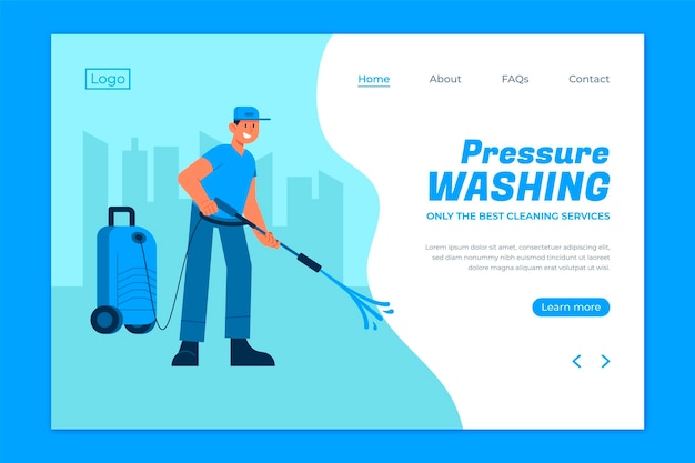 Flat pressure washing landing page template