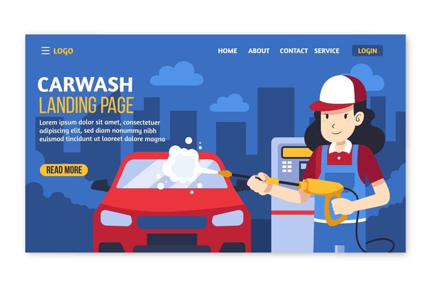 Flat pressure washing landing page template