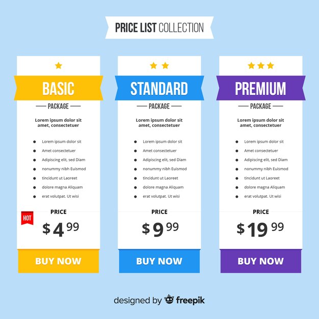 Flat price list collection