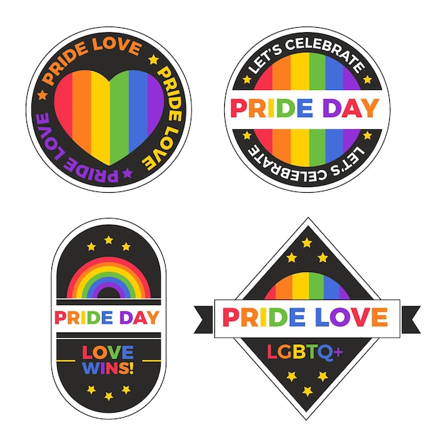 Flat pride day badge collection