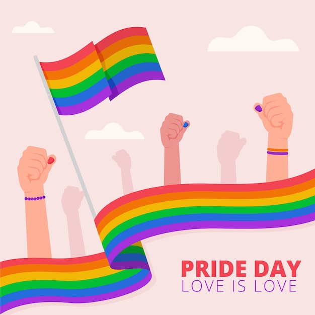 Flat pride day flag illustration