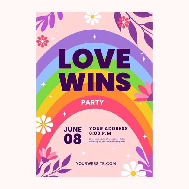 Flat pride month flyer template