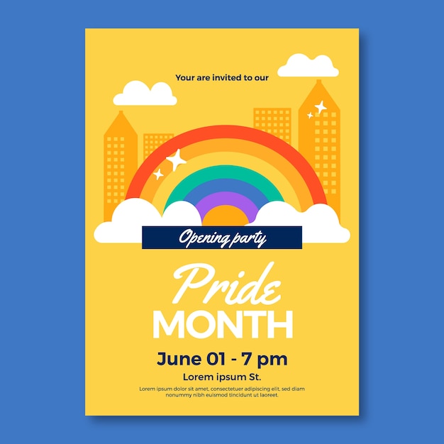 Flat pride month invitation template