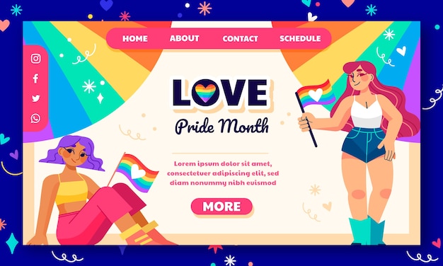 Flat pride month landing page template