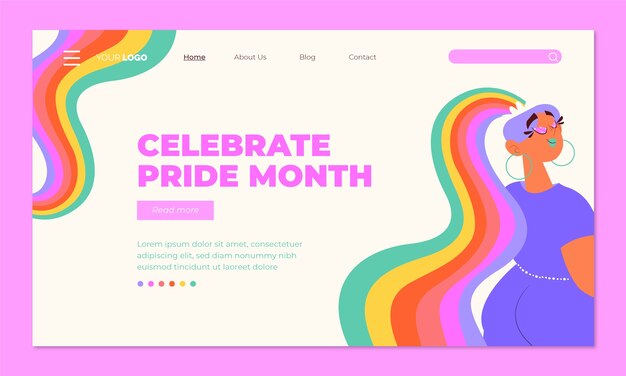 Flat pride month landing page template