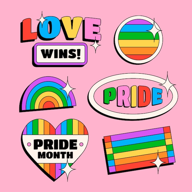 Flat pride month lgbt elements collection