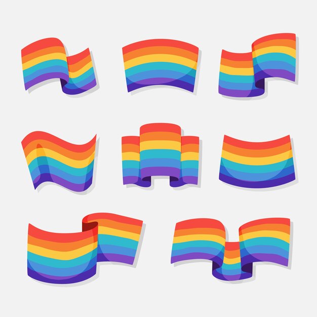 Flat pride month lgbt flags collection