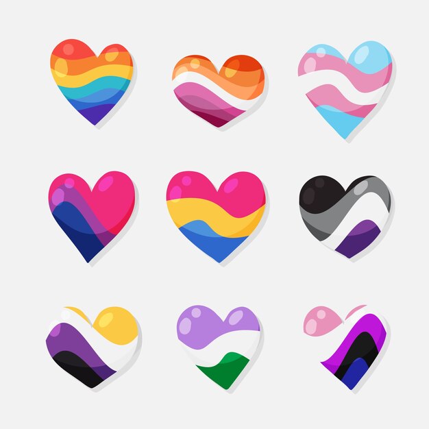 Flat pride month lgbt flags collection