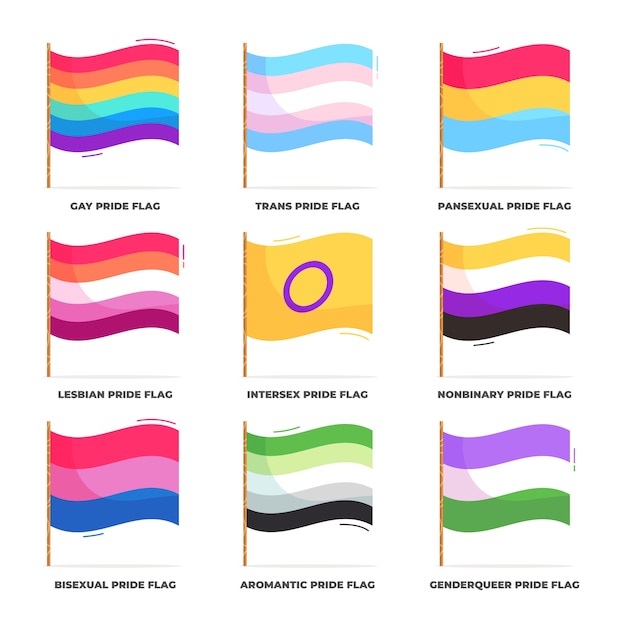 Free Vector flat pride month lgbt flags collection