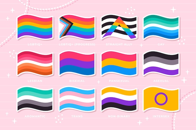 Free Vector flat pride month lgbt flags collection