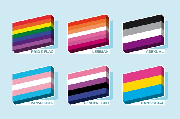 Flat pride month lgbt flags collection