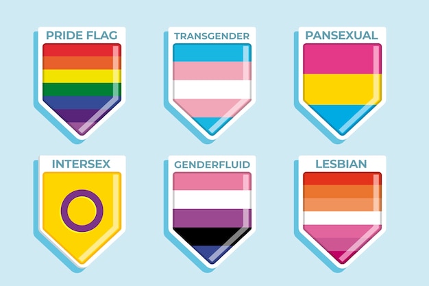 Flat pride month lgbt flags collection