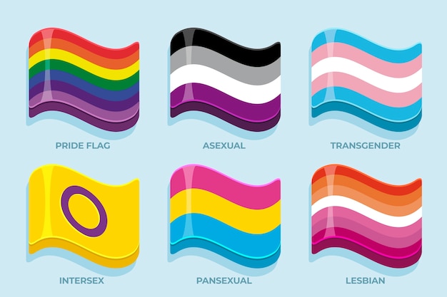 Flat pride month lgbt flags collection