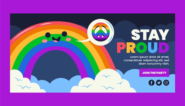 Free vector flat pride month lgbt horizontal banner template