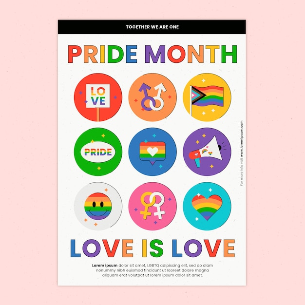 Free Vector flat pride month lgbt vertical flyer template