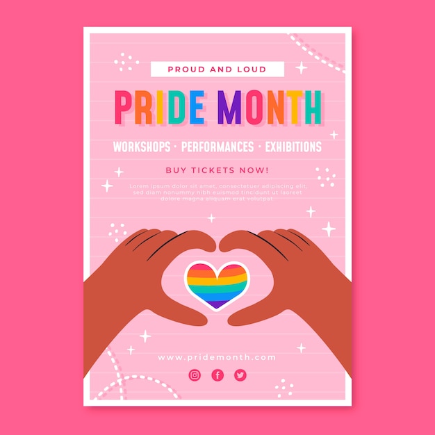 Free Vector flat pride month lgbt vertical poster template