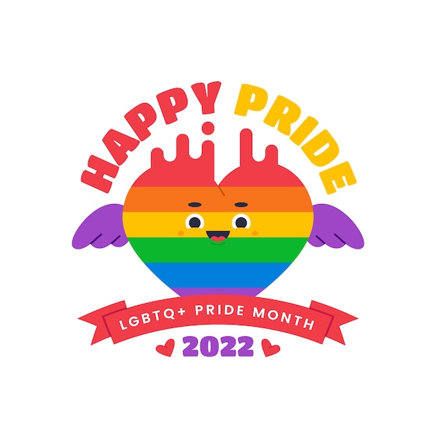 Flat pride month logo template