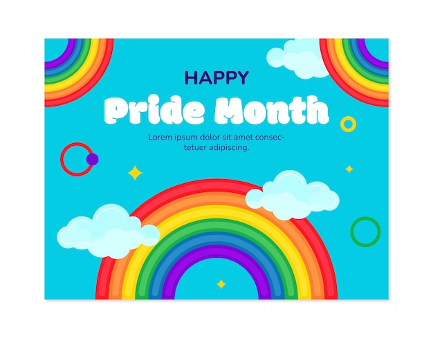 Flat pride month photocall template with rainbow