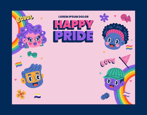 Free Vector flat pride month photocall template