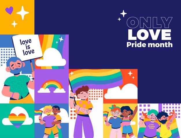 Flat pride month photocall template