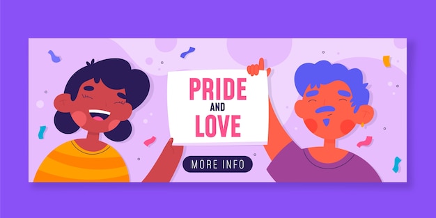 Free Vector flat pride month social media cover template