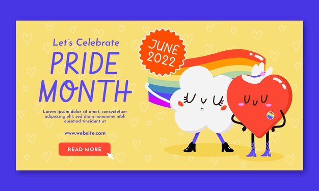 Flat pride month social media promo template