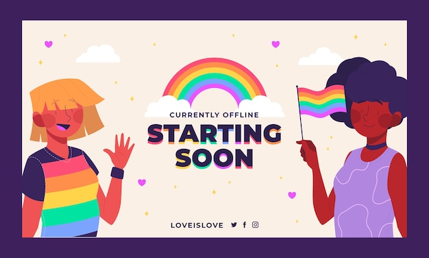 Flat pride month twitch background