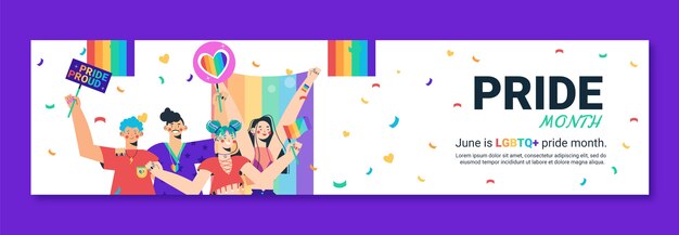 Flat pride month twitch banner