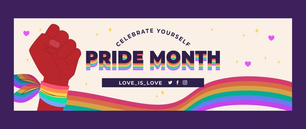 Flat pride month twitter header