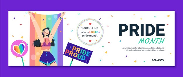 Flat pride month twitter header