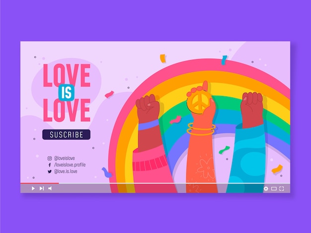 Free Vector flat pride month youtube thumbnail