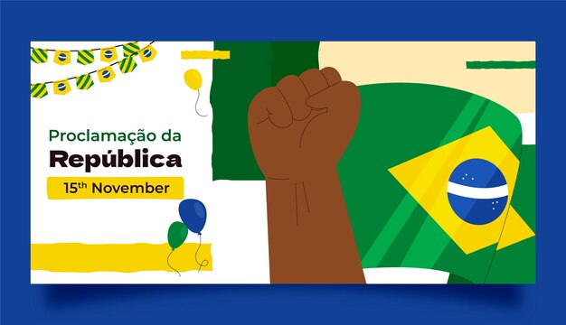 Flat proclamacão da republica horizontal banner template