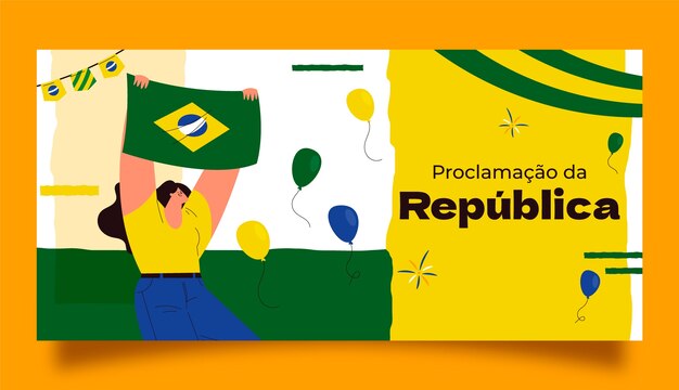 Flat proclamacão da republica horizontal banner template