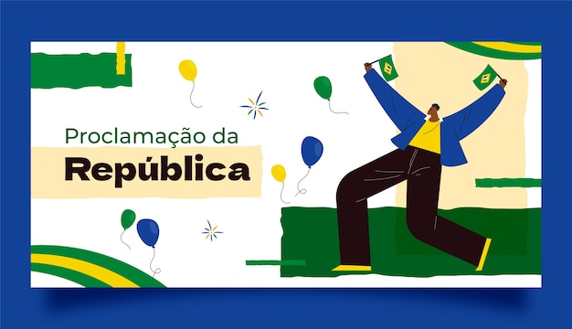 Flat proclamacão da republica horizontal banner template