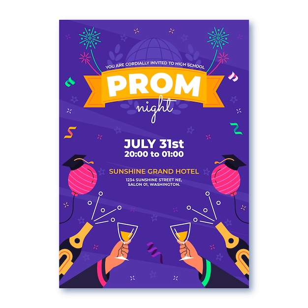 Flat prom invitation template