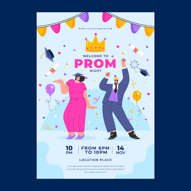 Flat prom invitation template