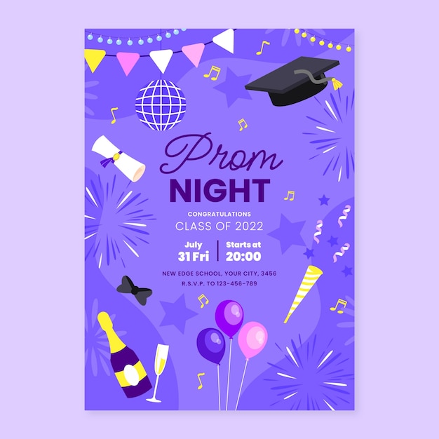 Flat prom invitation template