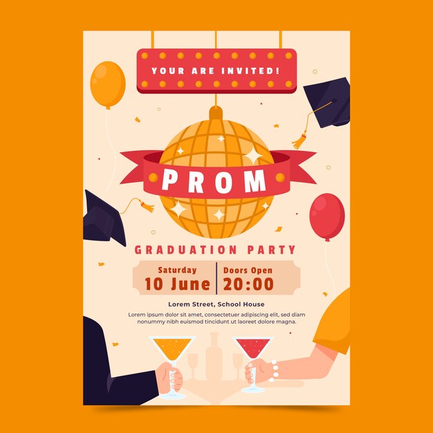 Flat prom invitation template