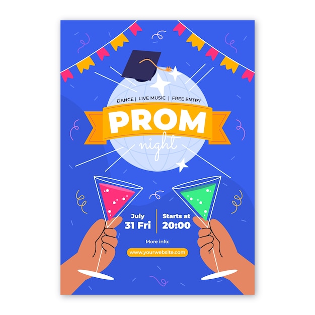 Flat prom vertical flyer template