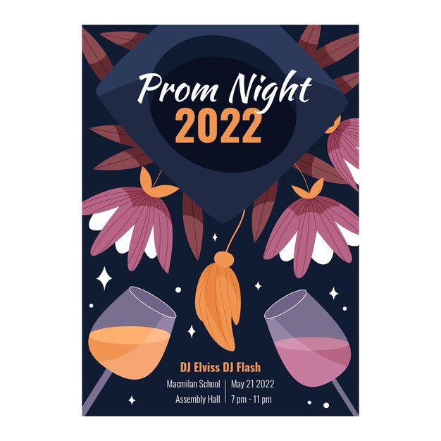 Flat prom vertical flyer template