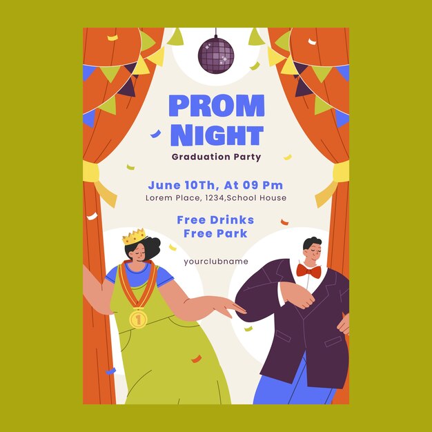 Flat prom vertical flyer template