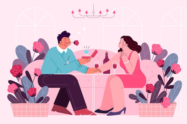 Flat propose day illustration