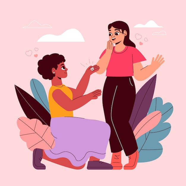 Flat propose day illustration