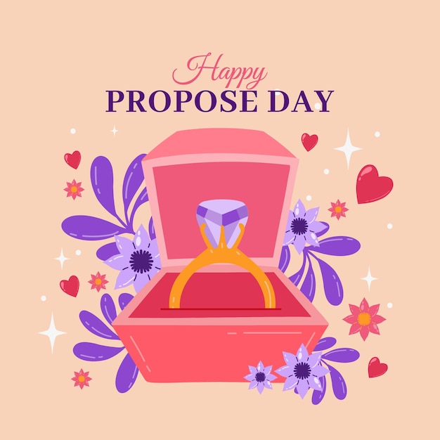 Flat propose day illustration