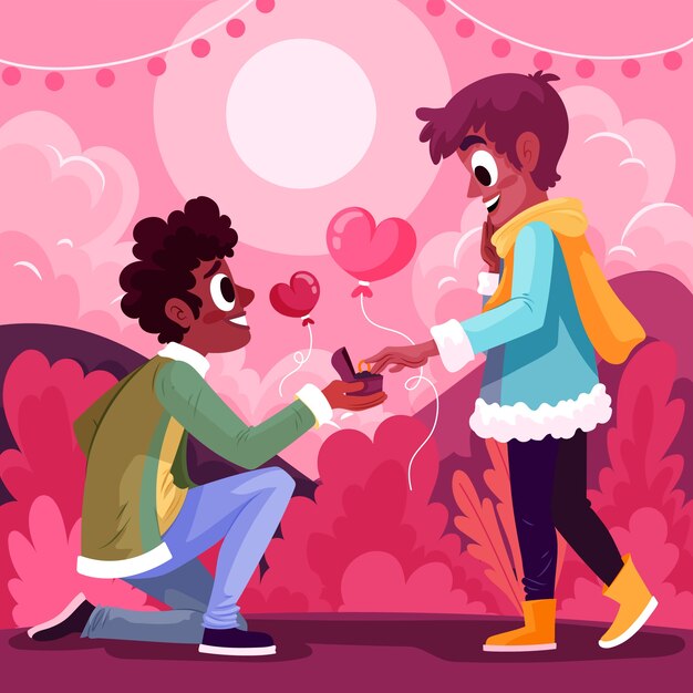 Flat propose day illustration