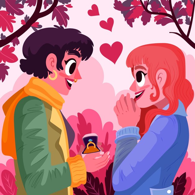 Flat propose day illustration