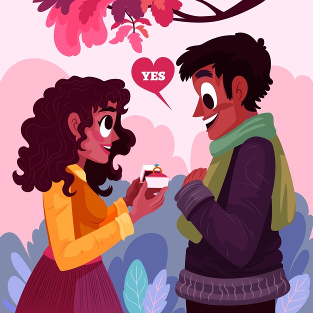 Flat propose day illustration