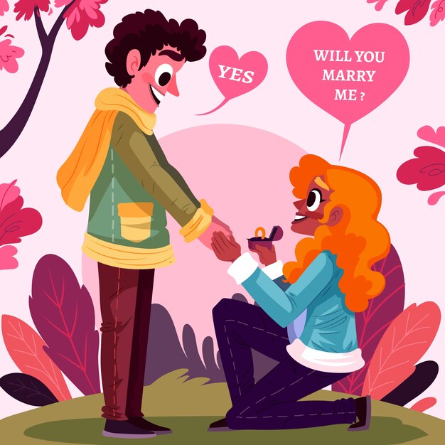 Flat propose day illustration